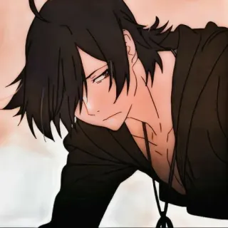 🎭 Anime, Manga, pelo negro, hombre, retrato telegram sticker