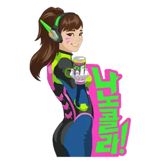 💚 D.Va Overwatch GG D.Va, Overwatch, Video game, Karakter, Gaming telegram sticker