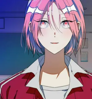 🙂 anime, pink hair, portrait, manga, cartoon, illustration telegram sticker