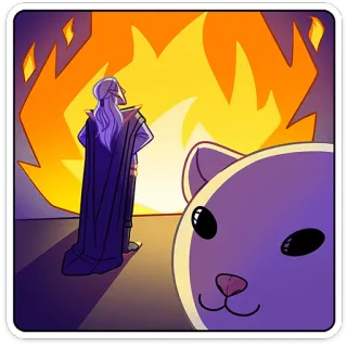 😼 magier, katze, feuer, cartoon, figur, fantasy telegram sticker