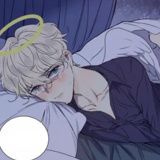 🍭 ángel, anime, triste, llorando, halo, alas, dibujos animados whatsapp sticker