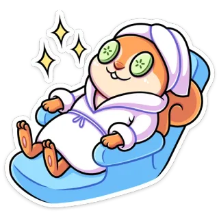 👸 esquilo, spa, relaxamento, pepino, toalha, cadeira telegram sticker