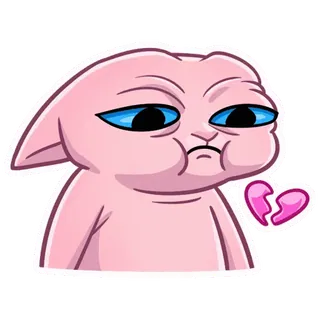 💔 Kreskówka, Smutny, Miłość, Złamane serce, Różowy, Nastrój whatsapp sticker