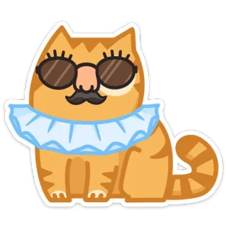 😎 kot, przebranie, okulary przeciwsłoneczne, wąsy, obroża, pomarańczowy, zwierzę telegram sticker