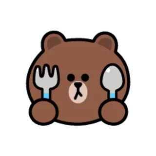😋 orso, cartone animato, cibo, forchetta, cucchiaio, carino telegram sticker
