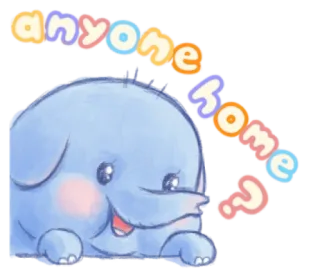 🍯 anyone home? Elefant, niedlich, Tier, Frage, Gruß telegram sticker
