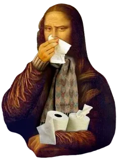 😢 Mona Lisa Mona Lisa, sick, flu, tissue, art, parody telegram sticker