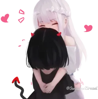 🤗 애니메이션, 포옹, 귀여운, 카와이, 여자, 사랑, 우정 telegram sticker