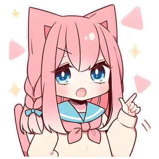 ☝ Anime, Kocia dziewczyna, Słodki, Różowy, Kawaii telegram sticker