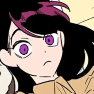 😳 动漫, 漫画, 卡通, 肖像, 女人, 黑发, 紫色眼睛, 插画 whatsapp sticker