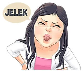 😛 JELEK Dibujo animado, Mujer, Feo, Indonesio, Expresión, Molesta, Tonto telegram sticker