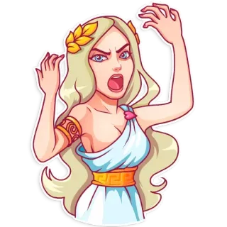 😡 ผู้หญิง, โกรธ, การ์ตูน, เทพธิดา, กรีก, เทพปกรณัม telegram sticker