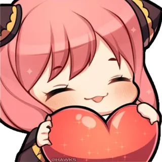 ❤️ Anya Forger Spy × Family @HAWKS Anime, Cartoon, Herz, Süß, Pinke Haare, Anya, Spy Family, lächelnd telegram sticker