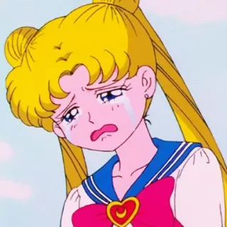 🌙 Sailor Moon Anime, Huilend, Verdrietig, Sailor Moon, Tranen, Cartoon telegram sticker