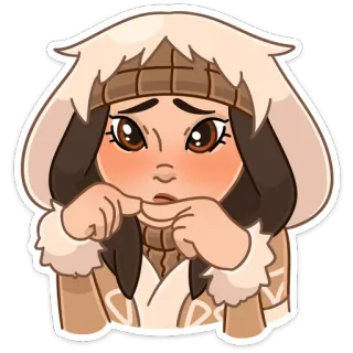 🥺 Cartone animato, Inverno, Personaggio, Ragazza, Carino, Triste, Arrossito telegram sticker