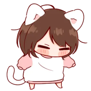 💞 gato, chica, linda, kawaii, chibi, anime whatsapp sticker