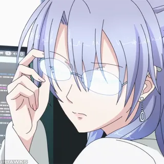 🌡 动漫, 科学家, 女性, 眼镜, 角色 telegram sticker