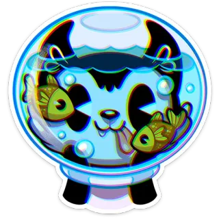 ⭐ panda, peixe, aquário, animal, fofo, desenho animado, aquático whatsapp sticker