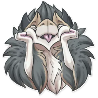 🤗 animal, furry, cartoon, cute, playful, illustration telegram sticker
