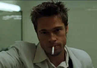 🧼 Tyler Durden Fight Club cigarrillo, fumar, Brad Pitt, película, actor telegram sticker