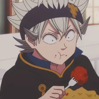 🎻 Asta Black Clover anime, black clover, asta, eating, funny, expression telegram sticker