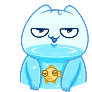 😏 고양이, 물고기, 만화, 수족관, 애완 동물, 동물, 기발한 telegram sticker