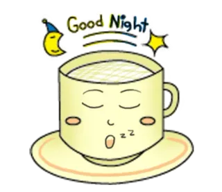 🌚 Good Night buonanotte, assonnato, luna, stella, tazza, zzz telegram sticker