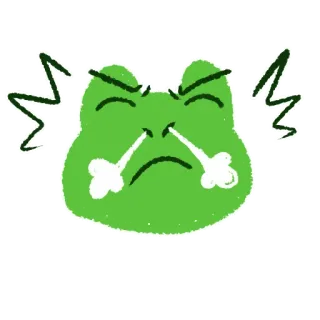 😤 rana, arrabbiato, cartone animato, espressione, frustrato, verde whatsapp sticker