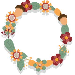 💐 floral, guirlanda, outono, bolota, flor telegram sticker