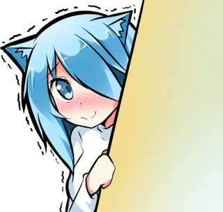 😺 Anime, Ragazza gatto, Carino, Kawaii, Illustrazione whatsapp sticker