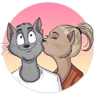 💋 cats, kiss, cartoon, animals, love whatsapp sticker