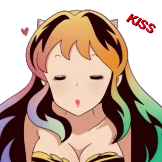 😘 KISS kiss, anime, girl, hearts, cartoon telegram sticker