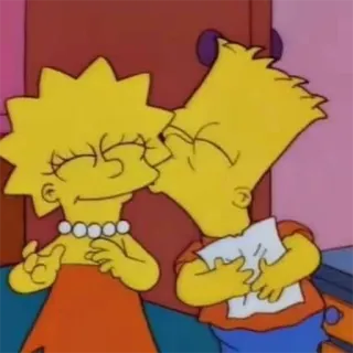 😘 Bart Simpson The Simpsons 심슨 가족, 리사 심슨, 바트 심슨, 만화, 키스, 형제자매, 애니메이션 telegram sticker
