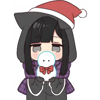 🥹 Аниме, Рождество, Снеговик, Милый, Зима telegram sticker