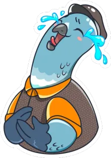 😂 piccione, piangere, ridere, uccello, emozioni, lacrime, cartone animato telegram sticker