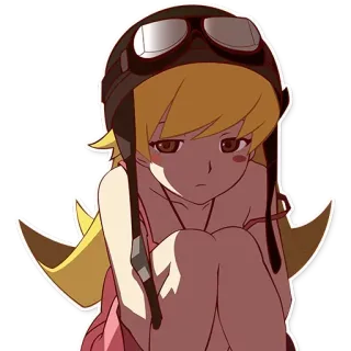 😒 Shinobu Oshino Monogatari anime, character, girl, shinobu oshino, monogatari, vampire, helmet telegram sticker