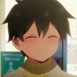 😊 anime, anak laki-laki, senyum, karakter whatsapp sticker