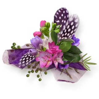 🌸 цветы, цветочная композиция, букет, перья, декоративный, фиолетовый, розовый, зеленый telegram sticker