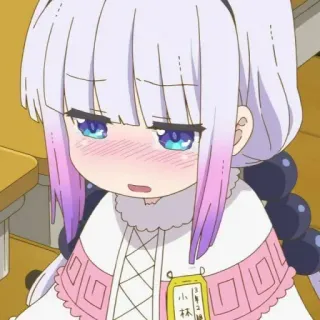 ☁️ Kanna Kamui Miss Kobayashi's Dragon Maid 小林 Anime, Kanna Kamui, Dragon Maid, Carino, Scolara, Giapponese, Cartone animato telegram sticker