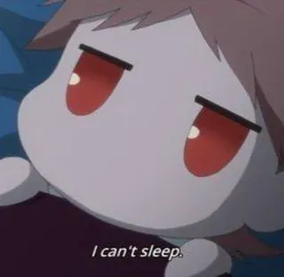 📑 I can't sleep. schläfrig, müde, Anime, Schlaflosigkeit, Cartoon telegram sticker