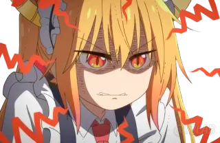 😡 Tohru Miss Kobayashi's Dragon Maid Anime, Dragón, Enojado, Tohru, Miss Kobayashi's Dragon Maid whatsapp sticker