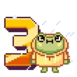 3⃣ 개구리, 귀여운, 픽셀 아트, 만화, 스티커 telegram sticker