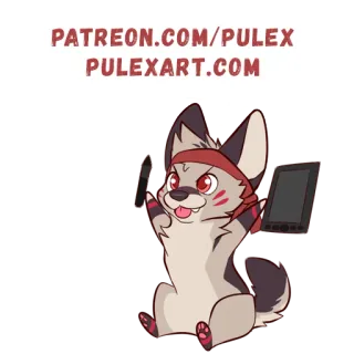 🖋 PATREON.COM/PULEX PULEXART.COM furry, cachorro, lobo, artista, digital, desenho whatsapp sticker