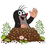 👋 Little Mole mole, cartoon, animal, waving whatsapp sticker