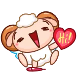 👋 Hi! sheep, cute, hi, greeting, heart, cartoon whatsapp sticker
