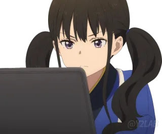 👩‍💻 Anime, Menina, Laptop, Computador telegram sticker
