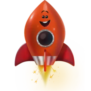 🚀 ракета, мультфильм, космос, запуск, летать, улыбка, оранжевый telegram sticker