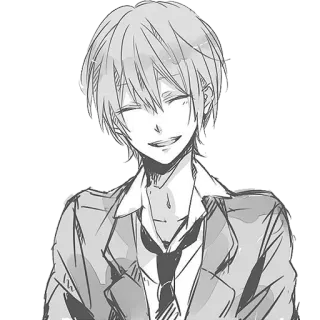 😄 anime boy, manga, school uniform, sketch, art, illustration telegram sticker