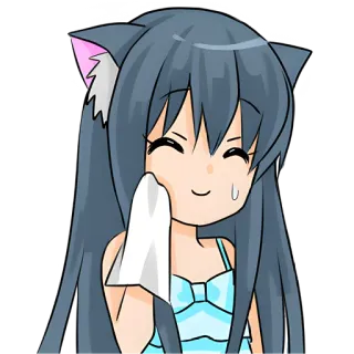 😅 Anime, Ragazza, Orecchie da gatto, Kawaii, Carino telegram sticker