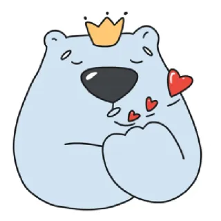 😘 หมี, มงกุฎ, หัวใจ, สัตว์, น่ารัก, การ์ตูน telegram sticker